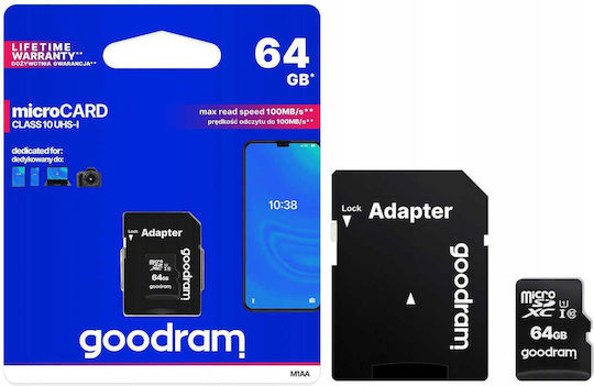 GoodRAM 64GB Class 10 UHS-I 100MB/s με αντάπτορα