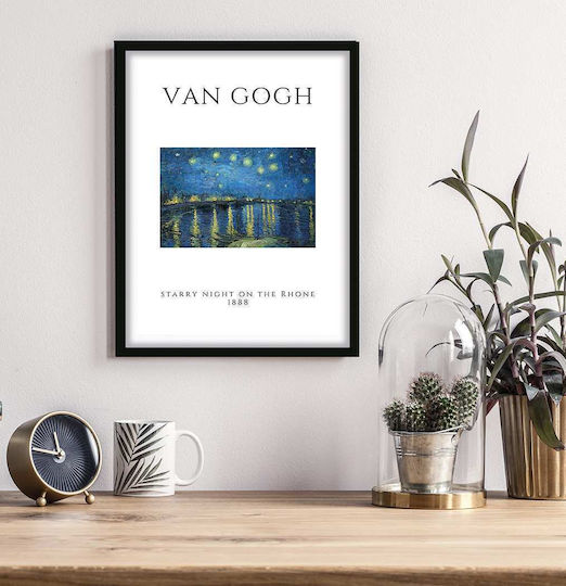 Poster Van Gogh Starry Night On Rhone Art004 40cm X 50cm Black Wooden Frame