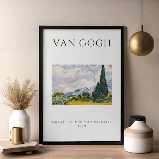 Poster Van Gogh Wheat Field Cypresses Art002 40cm X 50cm Κορνίζα Φυσικό Ξύλου Μπεζ 55246pd156889f55316