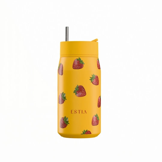 Estia Lens Save The Aegean Чаша Термос Неръждаема Стомана Без BPA 360ml Berry Bright с Сламка