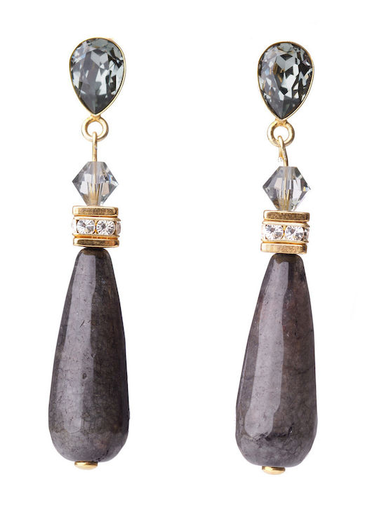The Gem Stories Ohrringe Stecknadelverschluss aus Silber Vergoldet mit Steinen Graue The Gem Stories Ohrringe Stecknadelverschluss aus Silber Vergoldet mit Steinen Graue