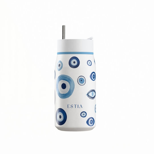 Estia Lens Save The Aegean Thermos Bottle Stainless Steel BPA Free 360ml Spirit Luck with Straw