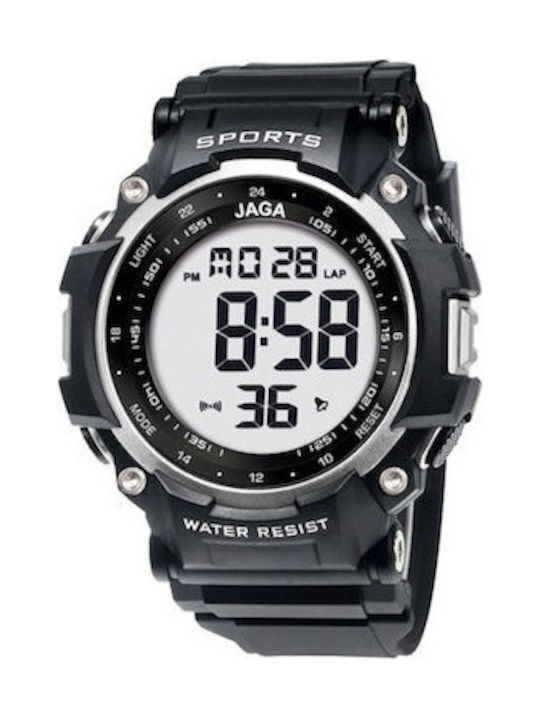 Jaga Digital Men's Battery Watch with Silver Ru...