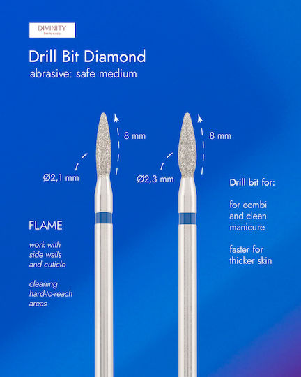 Divinity Beauty Supply Diamond Cutter Bormașină Pentru Unghii Siguranță Cu Formă Flacără Albastră