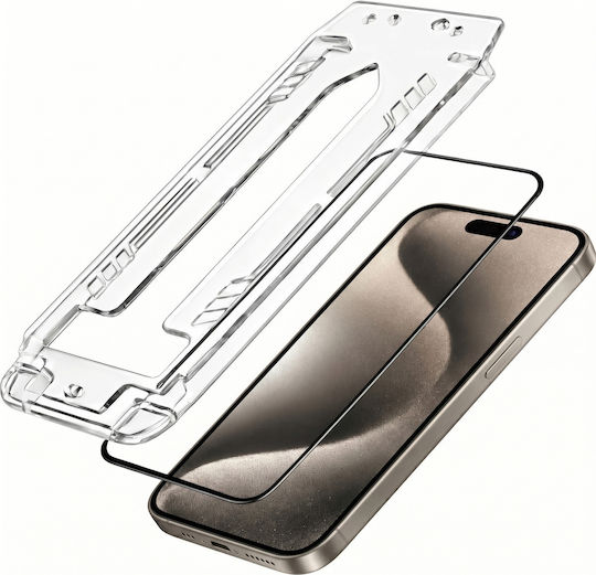 3mk Pack 2 Tempered Glass Iphone 15 Pro Max Applicator Frame Black Transparent