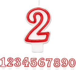 Birthday Cake Candle Chippo 968094 Number 2 Red 7.5 Cm