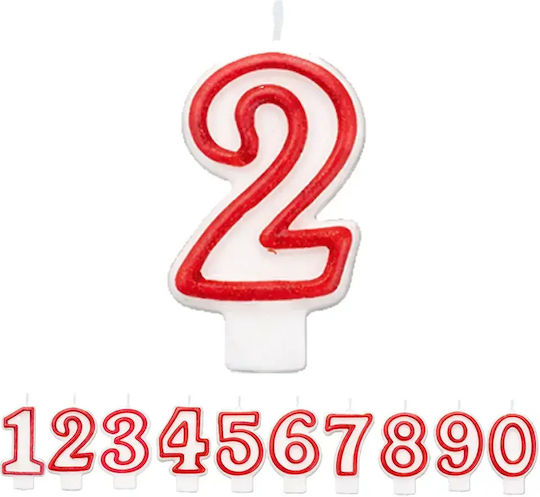 Birthday Cake Candle Chippo 968094 Number 2 Red 7.5 Cm