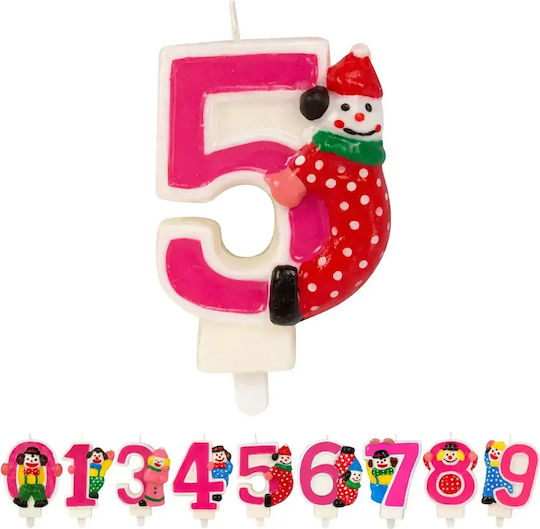Geburtstagskerze Chippo Clown 134788 Nummer 5 Rosa 9,5 cm