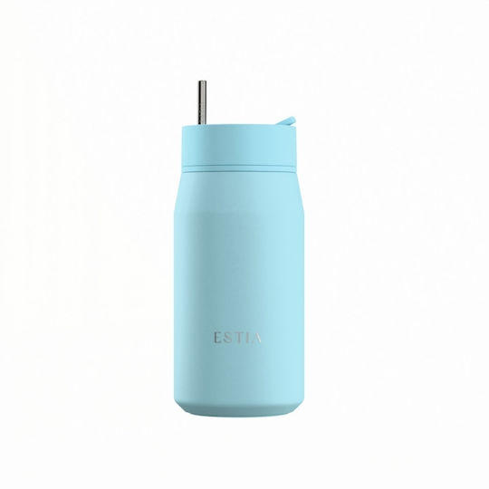 Estia Lens Save The Aegean Чаша Термос Неръждаема стомана Без BPA 360ml Arctic със Сламка
