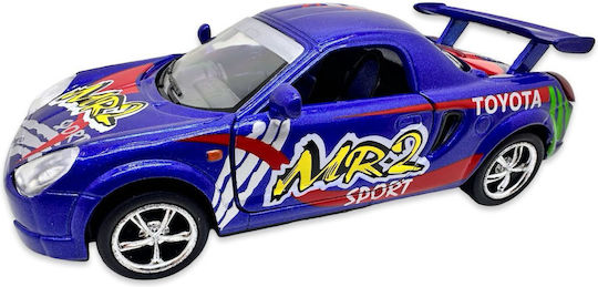 Синя Toyota Mr2 Състезателен Модел С Отварящи Се Врати Механизъм За Обратно Връщане Без Оригинална Кутия