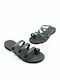 Leather Women's Flat Sandals Black