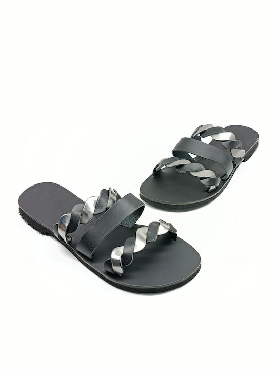 Leather Women's Flat Sandals Black