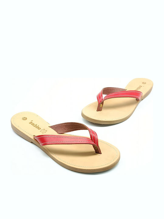 Leather Women's Flat Sandals Red