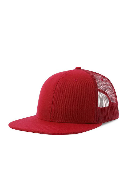 Εξάφυλλο Καπέλο S-snap Atlantis Snapback Δίχτυ Φλατ Γείσο Red