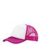 Trucker Five-Leaf Mesh Hat 100% Polyester 100-105gsm Sponge On The Visor On The Front Pf Concept White Pink