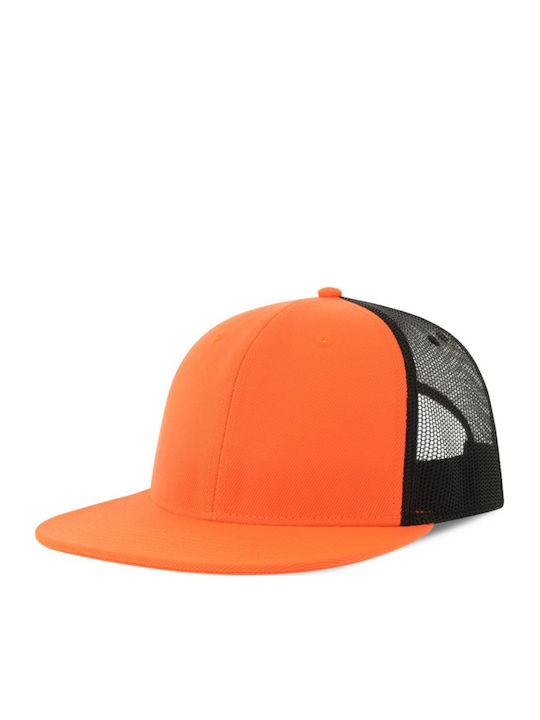 Εξάφυλλο Καπέλο S-snap Atlantis Snapback Δίχτυ Φλατ Γείσο Orange Black