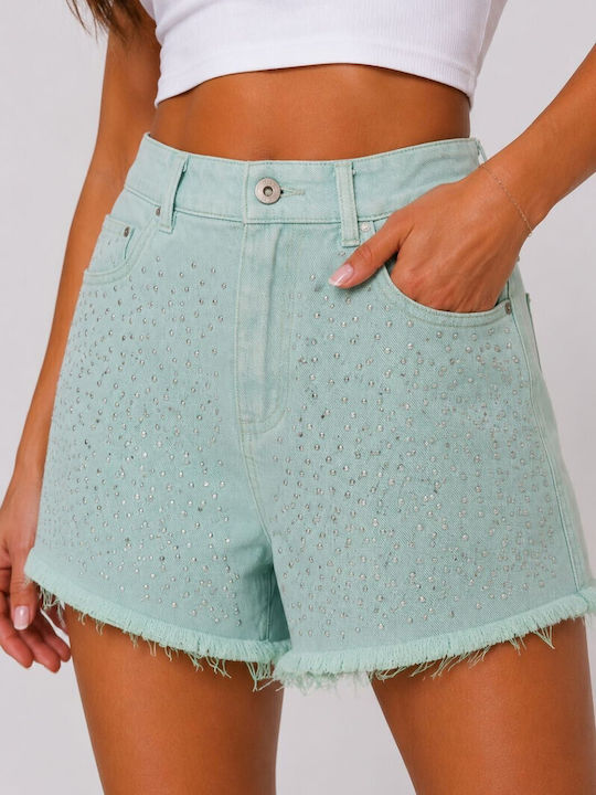 Women's High Waist Jean Shorts Strass Veraman