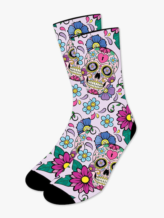 Printed Socks Skull Bloom Nodo