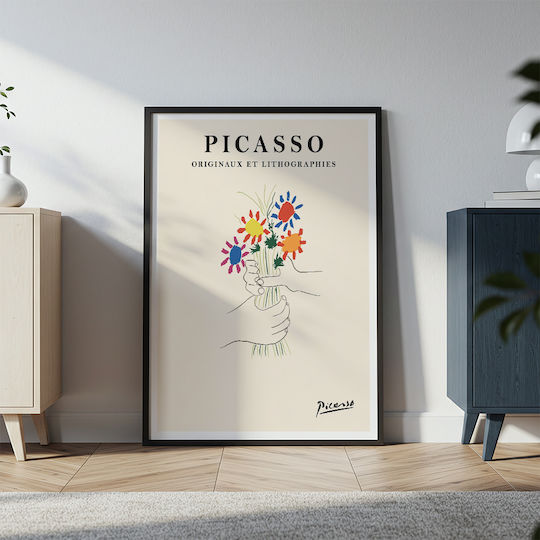 Poster Pablo Picasso Bouquet Peace Art 250 40cm x 50cm Black Wooden Frame