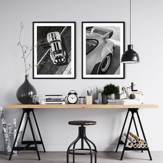 Poster Classic Porsche Cr051 40cm X 50cm White Wooden Frame