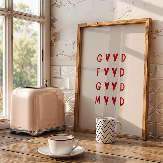 Poster Good Food Good Mood Pst25293 40cm X 50cm Premium Black Wooden Frame