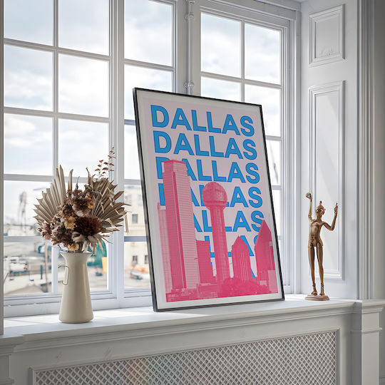 Poster Dallas Pop Art Pst25505 40cm X 50cm White Wooden Frame 63379pd156117f55310