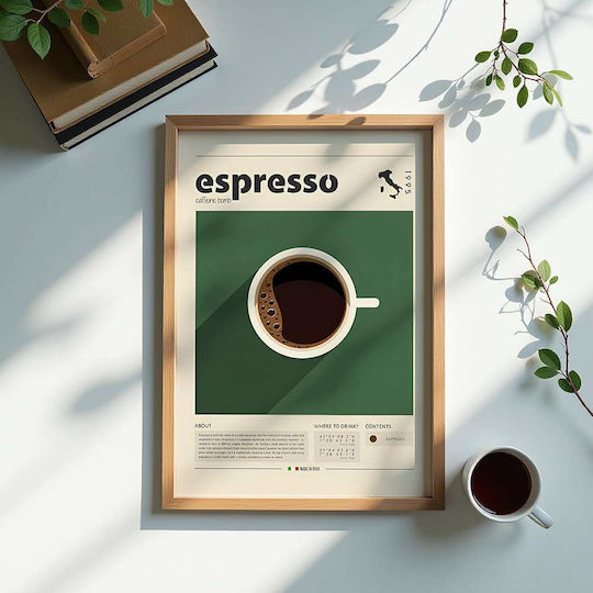 Poster Espresso Caffeine Bomb Pst25329 40cm X 50cm Λευκή Ξύλινη Κορνίζα-62132pd156356f55310