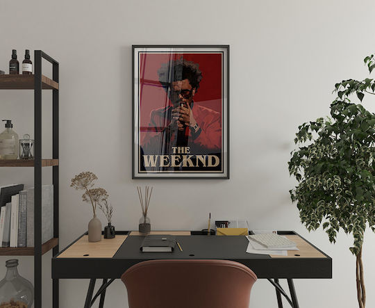 Poster Muzical Weeknd Ms103 40cm X 50cm Premium Cadru Lemn Negru