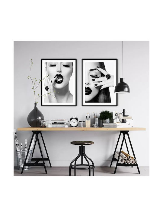 Poster Black Lips I Pst2501 40cm X 50cm Black Wooden Frame