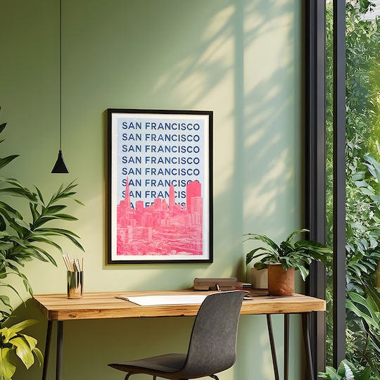 Poster San Francisco Pop Art Pst25516 40cm X 50cm Premium Μαύρο Ξύλινο Κάδρο-63388pd156106f55323