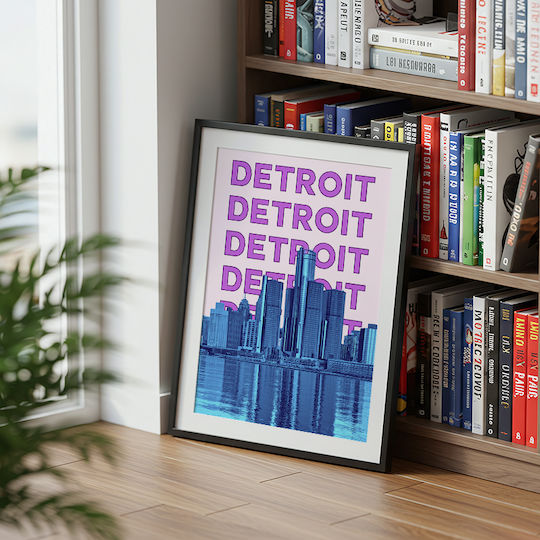 Poster Detroit Pop Art Pst25504 40cm X 50cm Μαύρη Ξύλινη Κορνίζα-63380pd156118f55321
