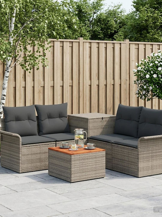 Garten- und Outdoor-Möbelsets 6 Stück Grau und ...