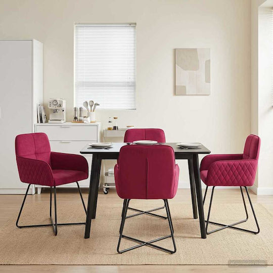 Velvet Dining Armchairs Red 4 Pieces 59x56.5x86cm