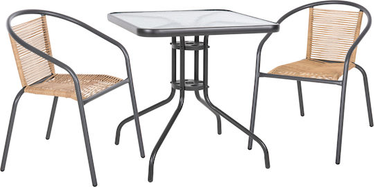 HomeMarkt Garten- und Outdoor-Möbelsets Figo 3-tlg Grau