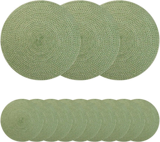 vidaXL Wicker Placemats Green 30x30cm 12 Pieces