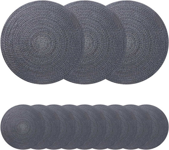 vidaXL Wicker Placemats Grey 30x30cm 12 Pieces