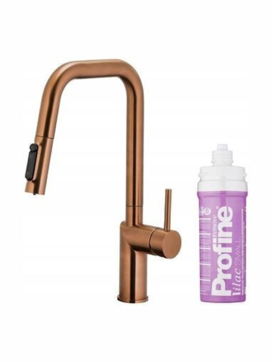 KFA Duero Pure Style Pull-Out Profine Lilac Kitchen Faucet Counter with Pull-Out Spray Rose Gold