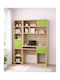 Birou pentru copii cu Bibliotecă din Melamină Verde 140x55x180cm