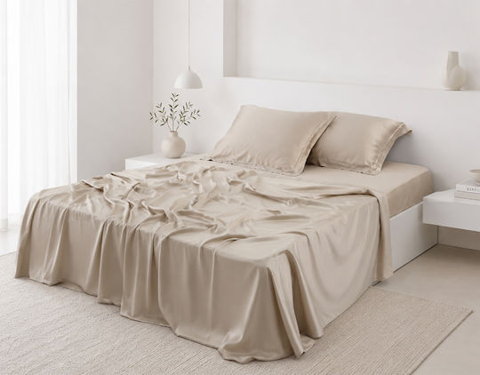 Silk Fashion Bettlaken King Size 4 Stück 270x290 cm Beige Silk Fashion Bettlaken King Size 4 Stück 270x290 cm Beige