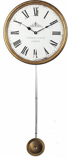 Long Wooden Wall Clock With Pendulum Gold 38x83cm