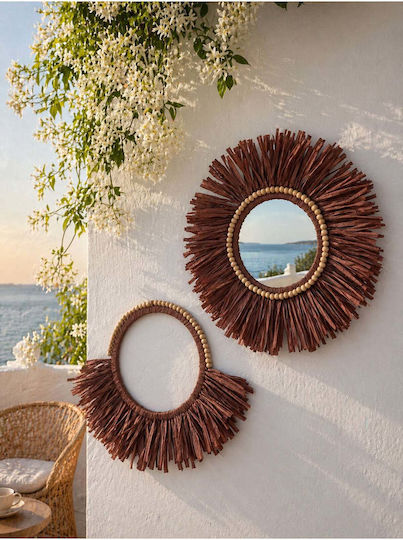 SteweHome Handmade Wall Decor Brown Wooden 40x40cm 2 Pieces