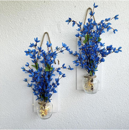 SteweHome Wanddekoration Blau aus Hölzernes 30x14cm 2Stücke