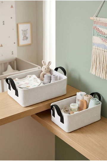 SteweHome Καλάθι Αποθήκευσης Υφασμάτινο Λευκό 30x22cm 2τμχ