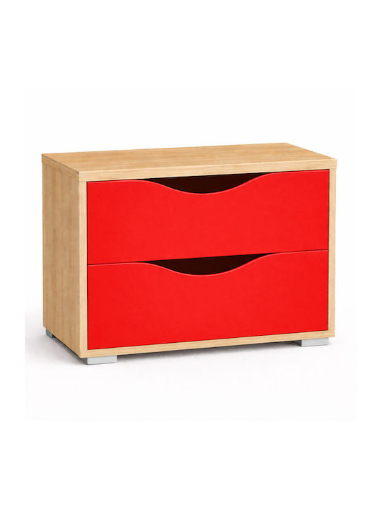 Paz Wooden Red Bedside Table 50x40x45cm