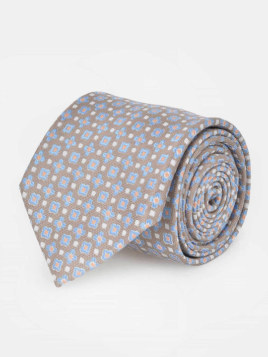 Berto Lucci Men's Printed Tie in Beige Colour