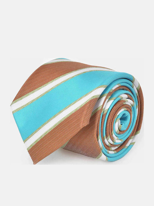 Berto Lucci Men's Tie with Printed Pattern in Turquoise Color