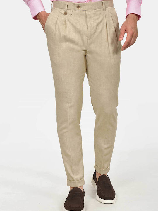 Berto Lucci Ανδρικό Παντελόνι Slim Fit Μπεζ