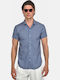 Short Sleeve Linen Shirt in Regular Fit Blue