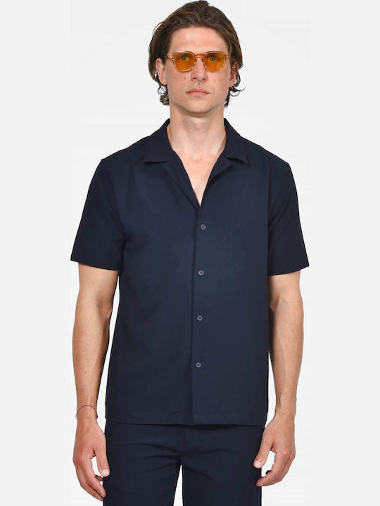 Berto Lucci Short Sleeve Shirt in Regular Fit Navy