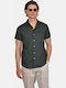 Short Sleeve Linen Shirt in Regular Fit Green